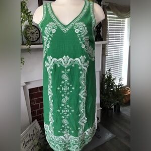 THML embroidered green midi dress.EUC